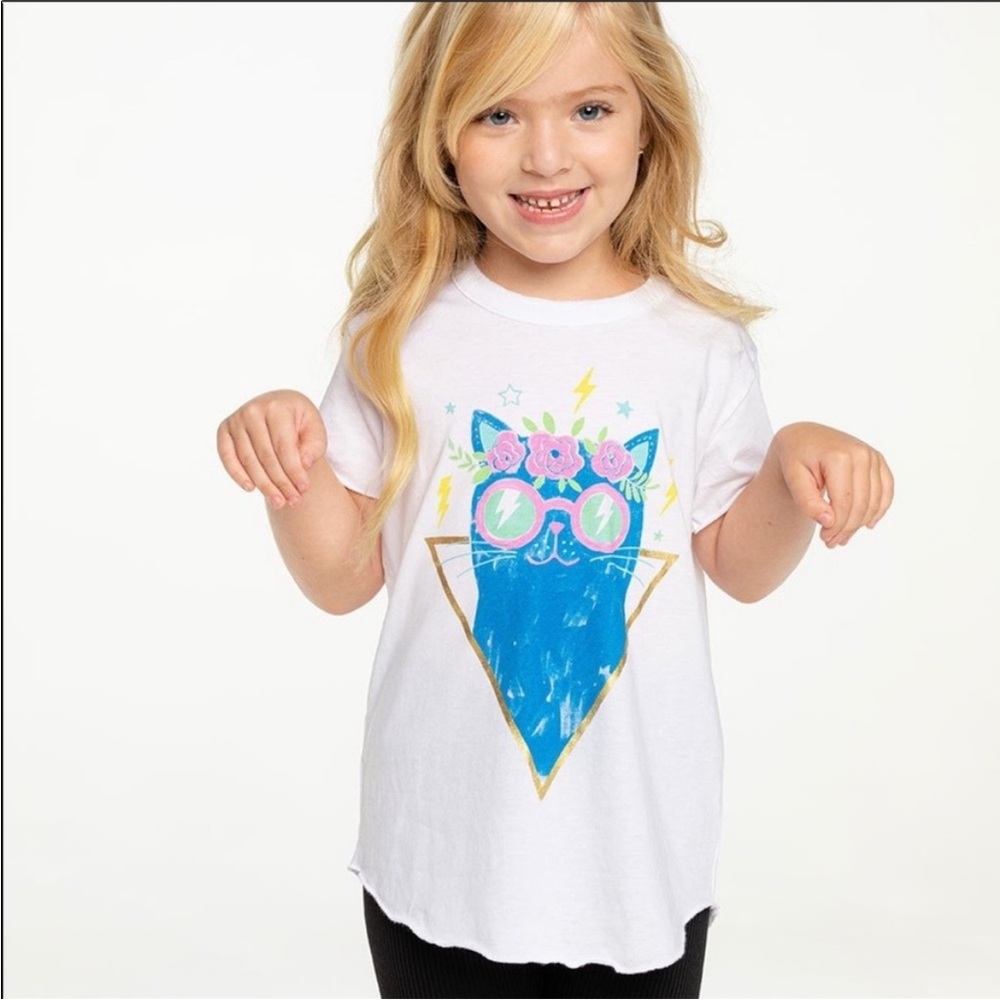 NWT, Chaser, Girls, "Cool Cat" Crew Short Sleeve Tee